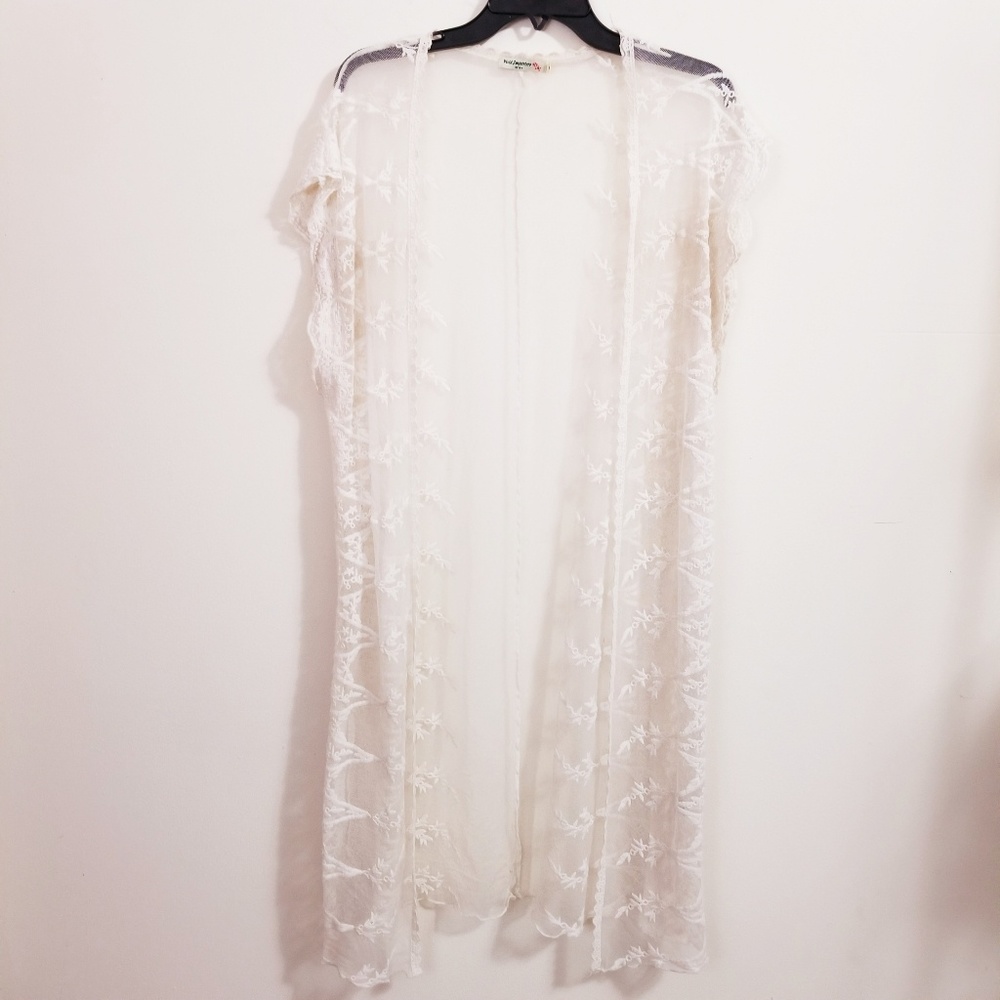 Lace Short Sleeve Cover Up Off White